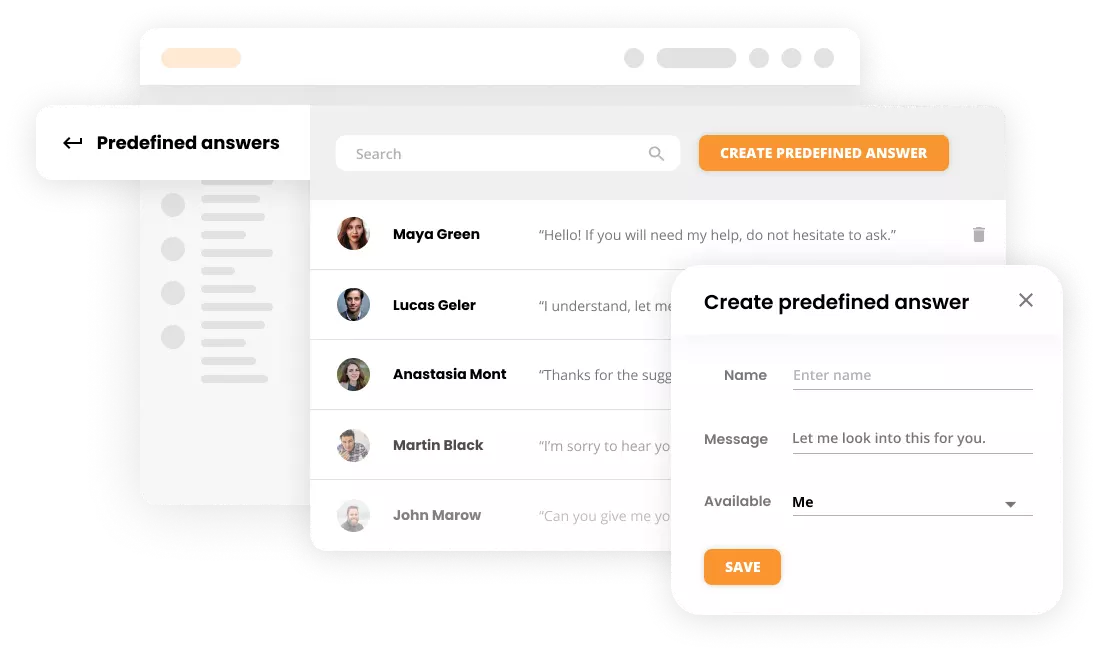 Eelmääratud vastused mockup