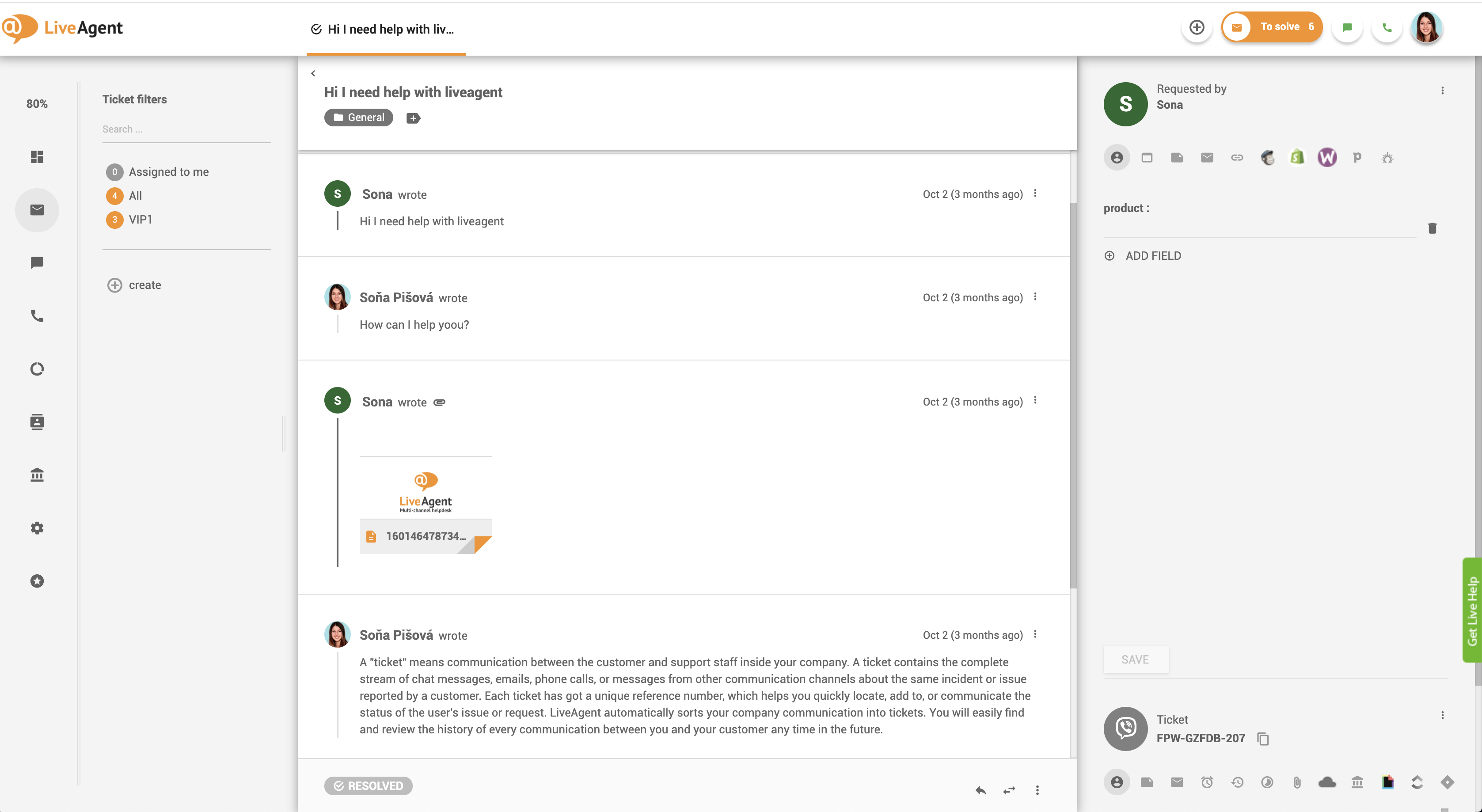 Viber-sõnumid LiveAgent'i juhtpaneelil