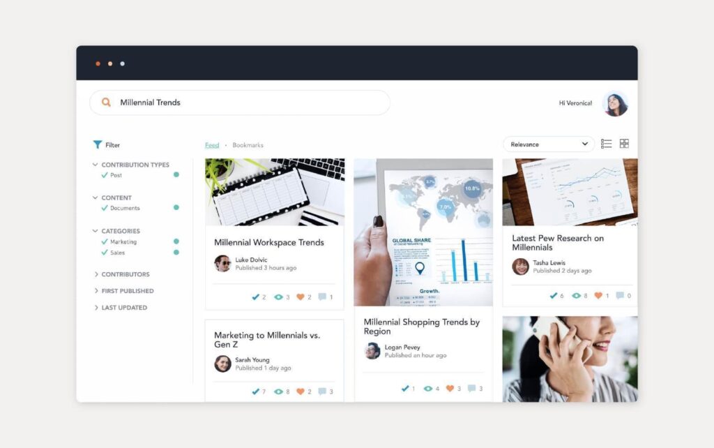 Bloomfire pakutava teadmusbaasi lahenduse näide