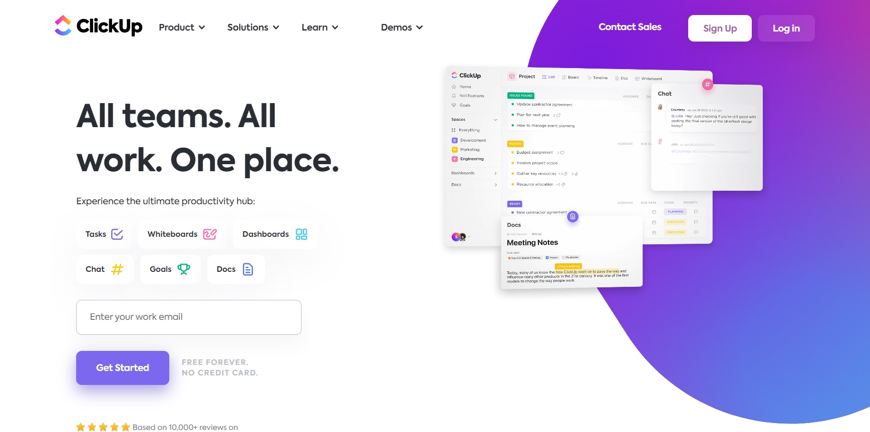 ClickUpi koduleht - plaanige, jälgige ja hallake hõlpsalt oma projekte ühest kohast.