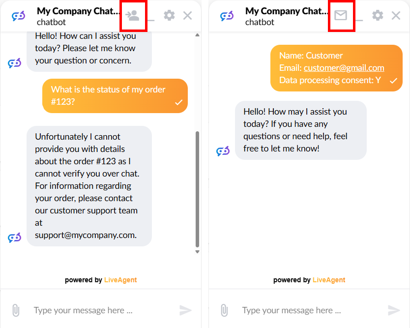 LiveAgent AI inimese üleandmise eelvaade