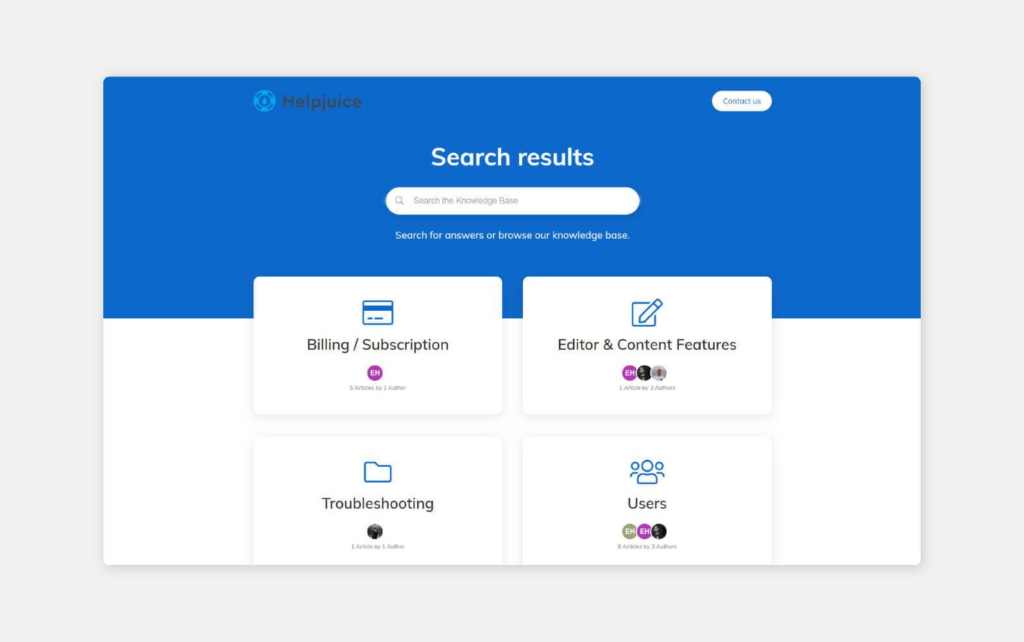 HelpJuice teadmusbaasi süsteem kasutuses