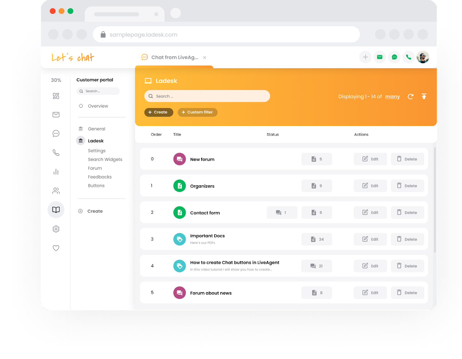 LiveAgent knowledge base support portal