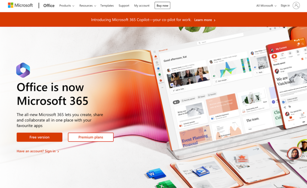 Microsoft 365 koduleht, e-posti haldamise tarkvara ettevõtetele