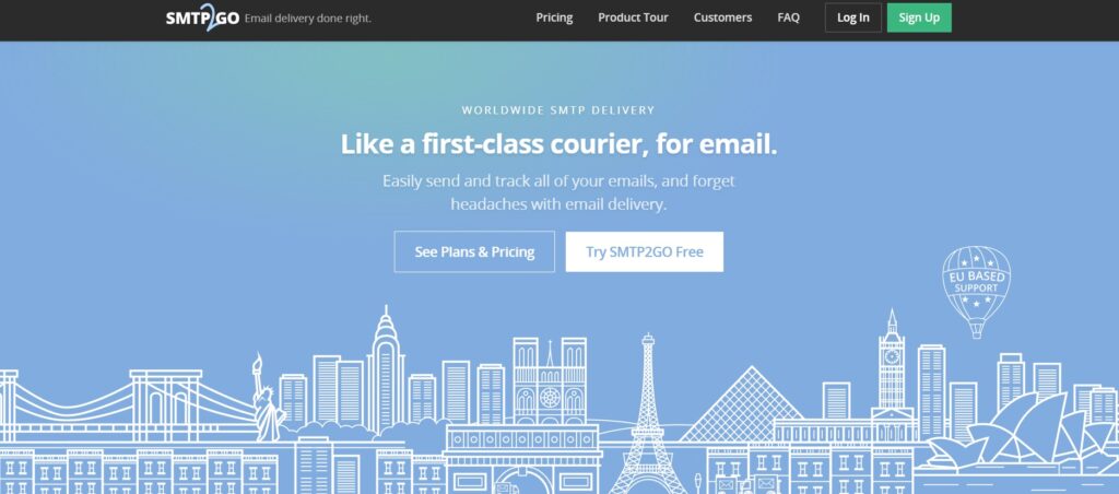SMTP2GO koduleht, e-posti haldamise tarkvara üksikisikute ja ettevõtete jaoks