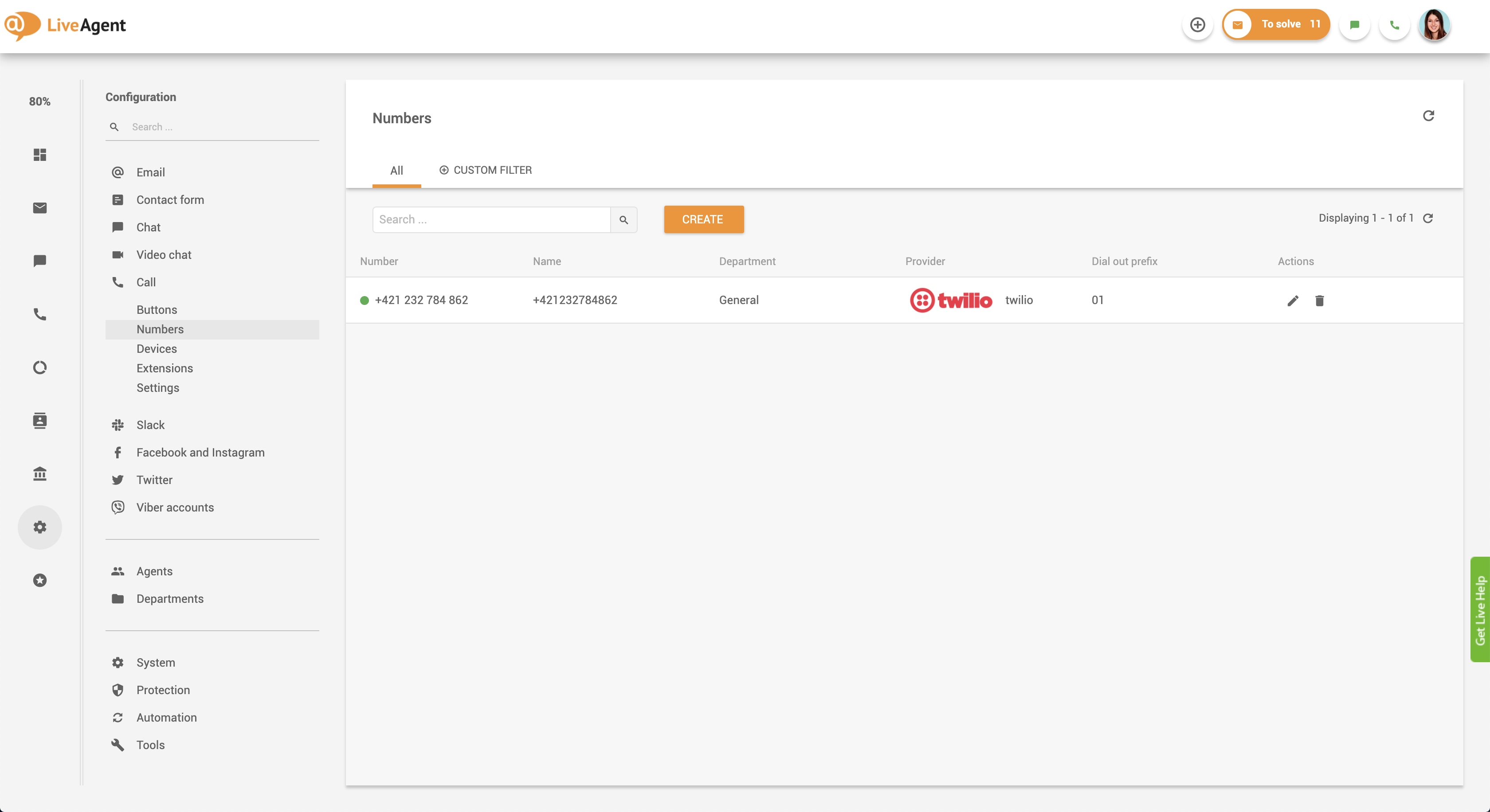 Tagasikutse seadistamine LiveAgentis - telefoninumbri ühendamine