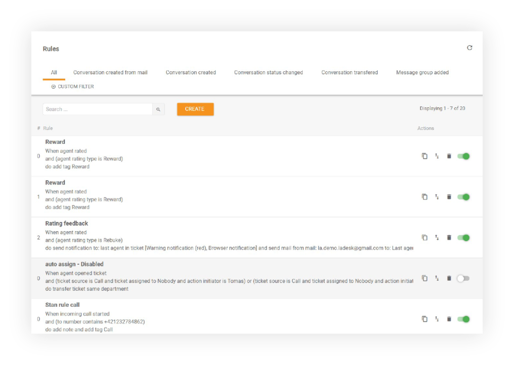 LiveAgenti automatiseerimisreeglid