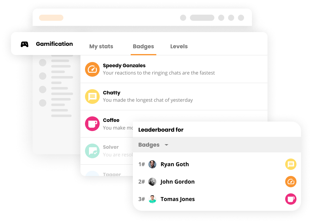 Gamifikatsiooni funktsiooni visuaalne näide LiveAgentis