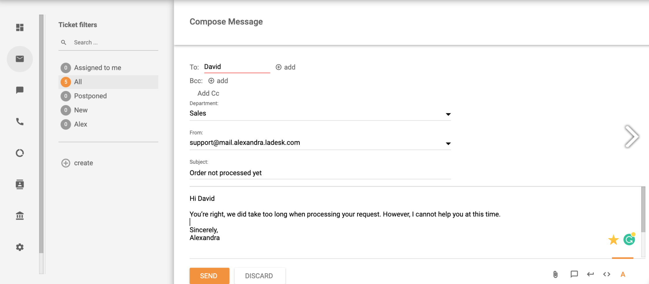 Piletisüsteem koostage uus sõnum