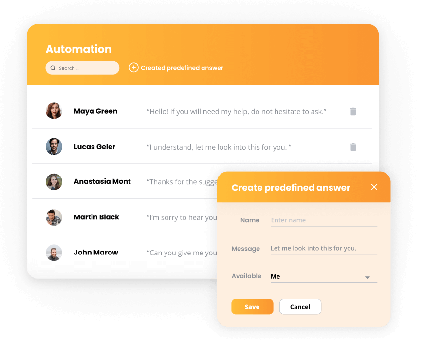 LiveAgenti automatiseerimised - eelmääratud vastused