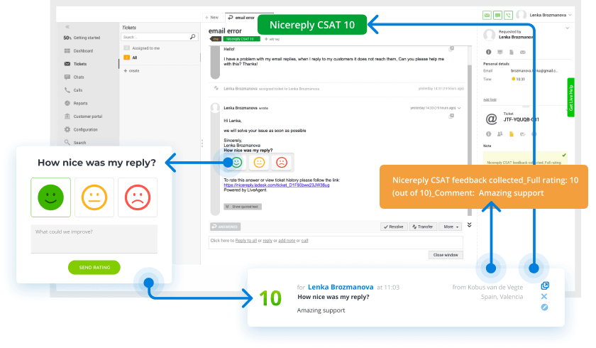 Klienditagasiside küsitluse rakendamine LiveAgentis
