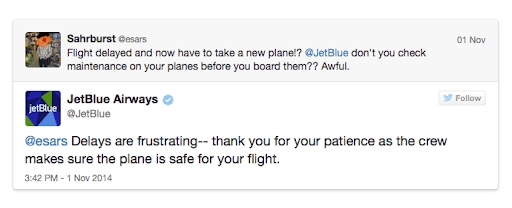 JetBlue vastus rahul olematu kliendi tweetile Twitteris