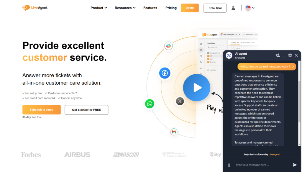 LiveAgent'i chatboti vestluse eelvaade