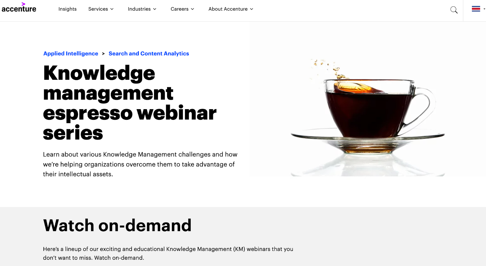 Accenture'i teadmiste halduse kaudu jagatud ressursside ekraanipilt
