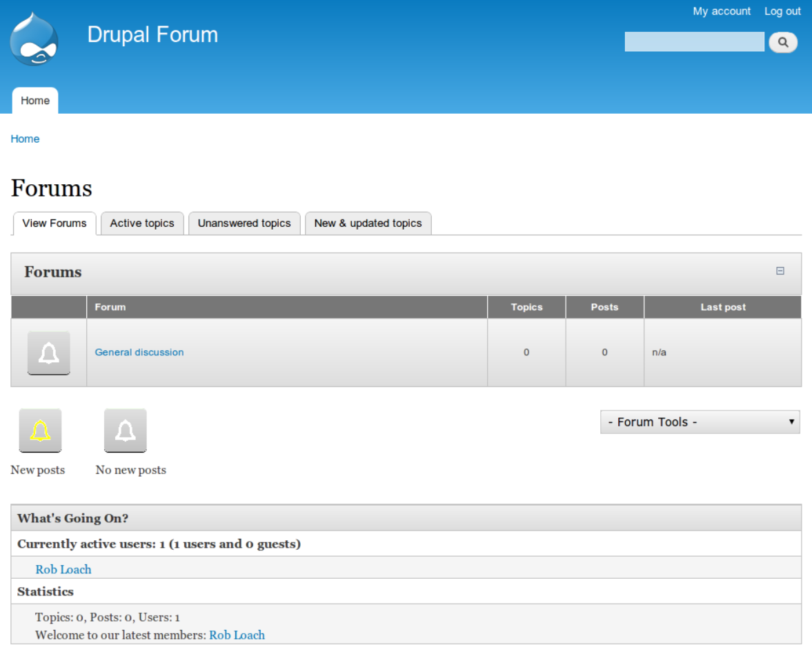 Drupal forum software interface