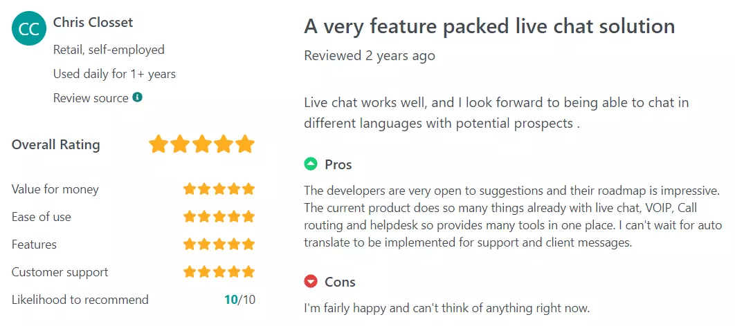 GetApp LiveChat Review