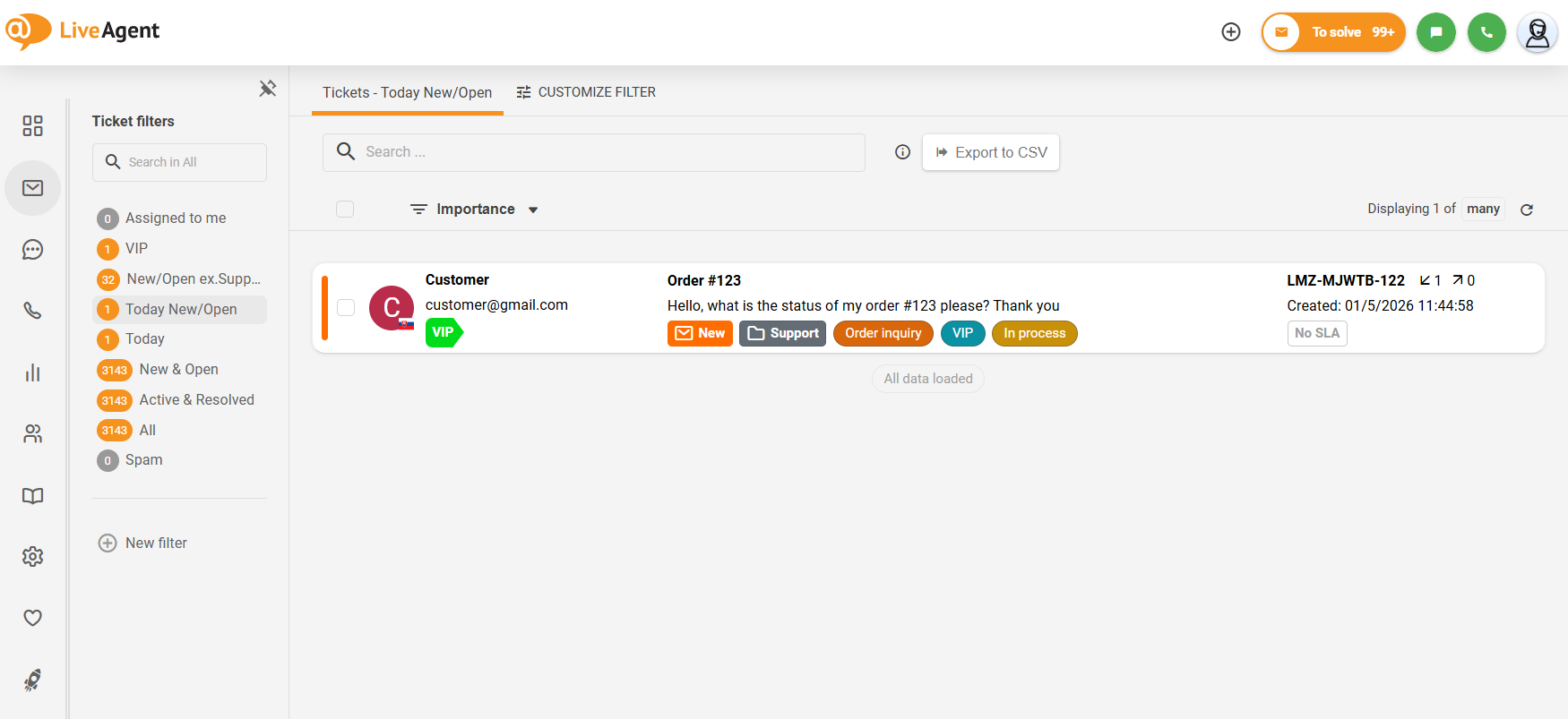 Kokkupandava alammenüü LiveAgent ülevaade