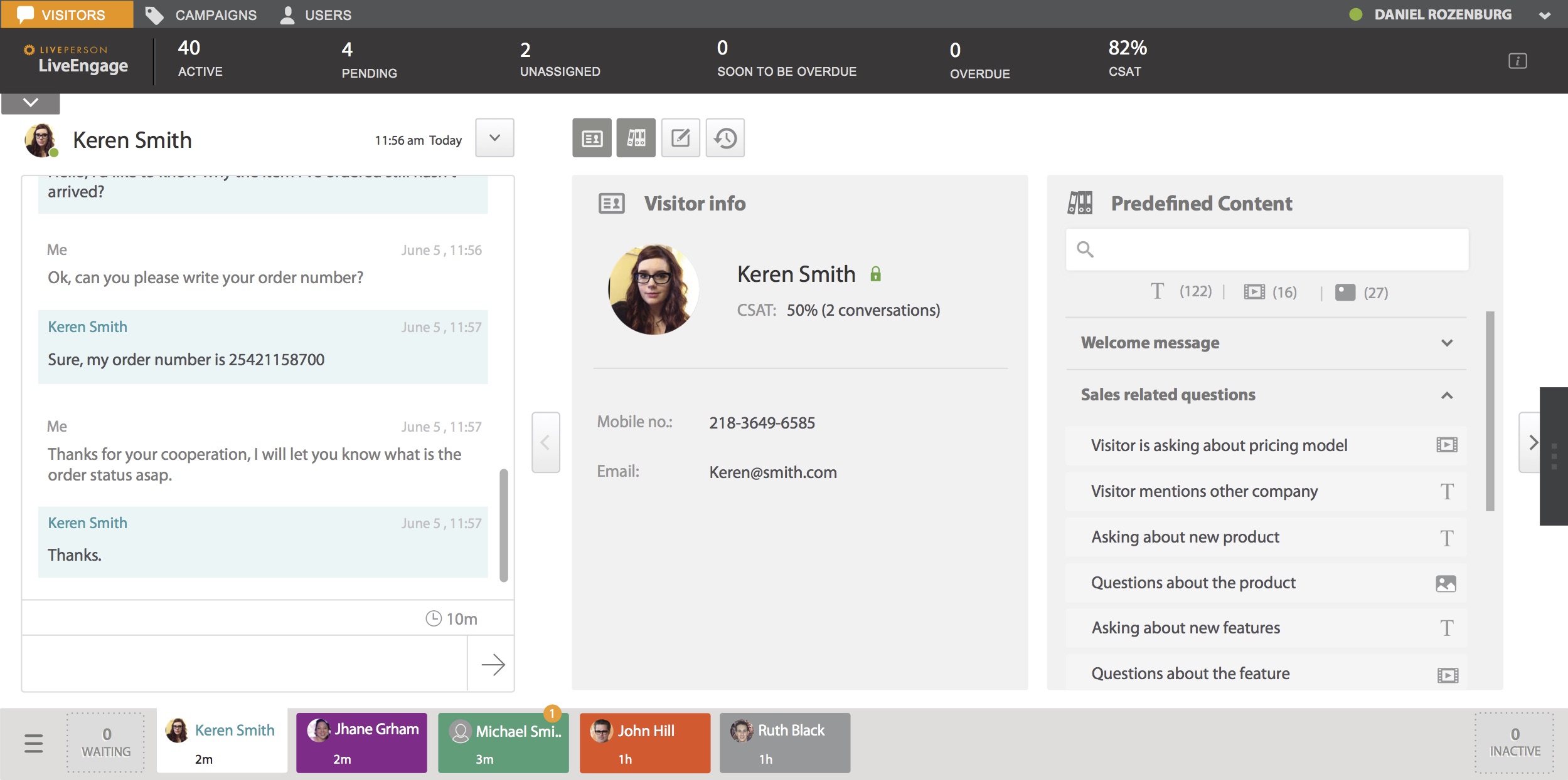 LivePersoni käimasolev vestluse aken