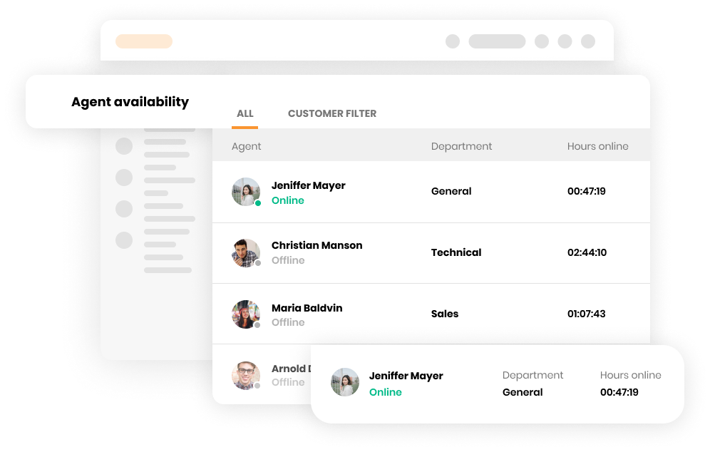 Agendi kättesaadavuse funktsioon LiveAgenti klienditugi tarkvaras
