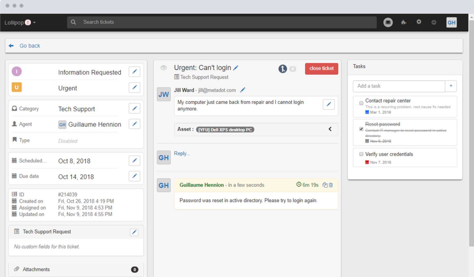 Mojo IT Helpdesk piletite ülesanded
