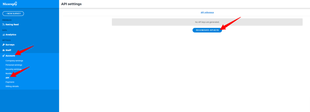 Kuidas luua API võti Nicereply kontol