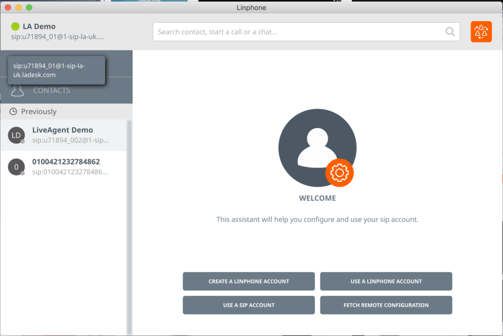 Linphone softphone konto seadistus
