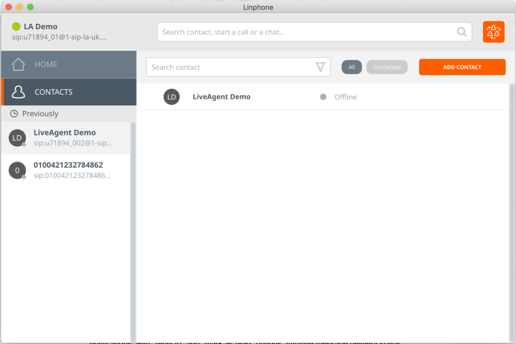 Linphone softphone liides
