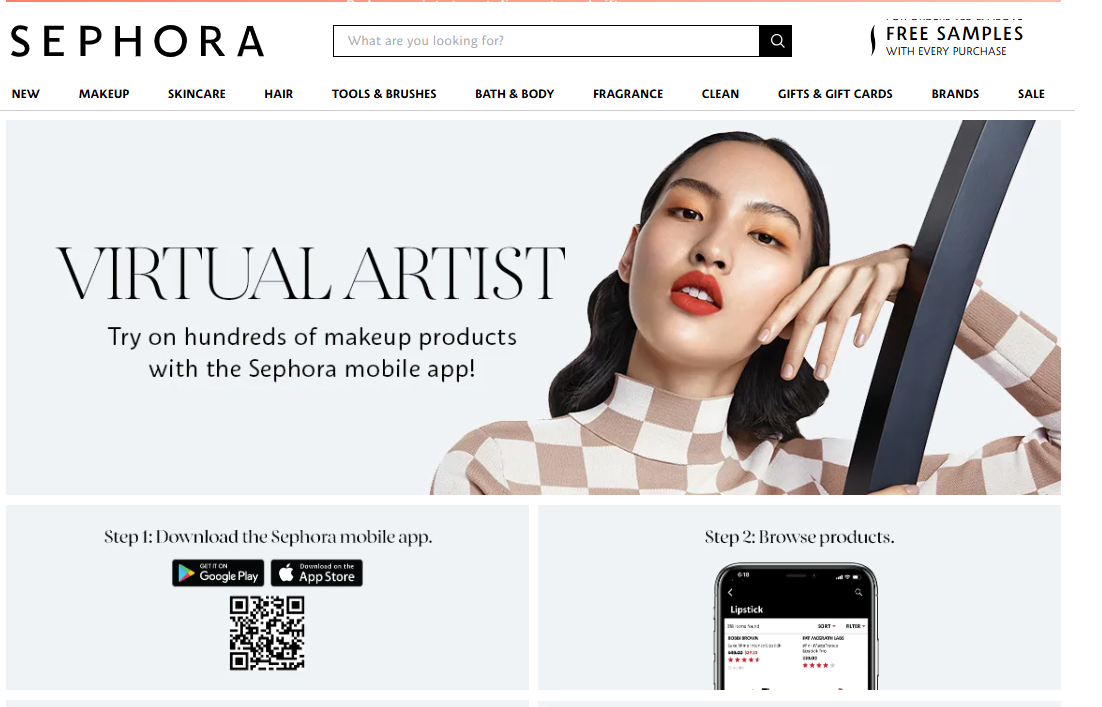 Sephora virtuaalne assistent. Virtual Artist eelvaade