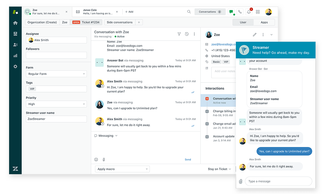 Zendesk klienditugi ja vestlused