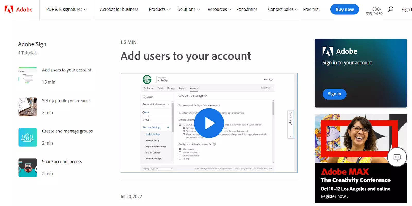 Adobe videoteadmusbaasi näide
