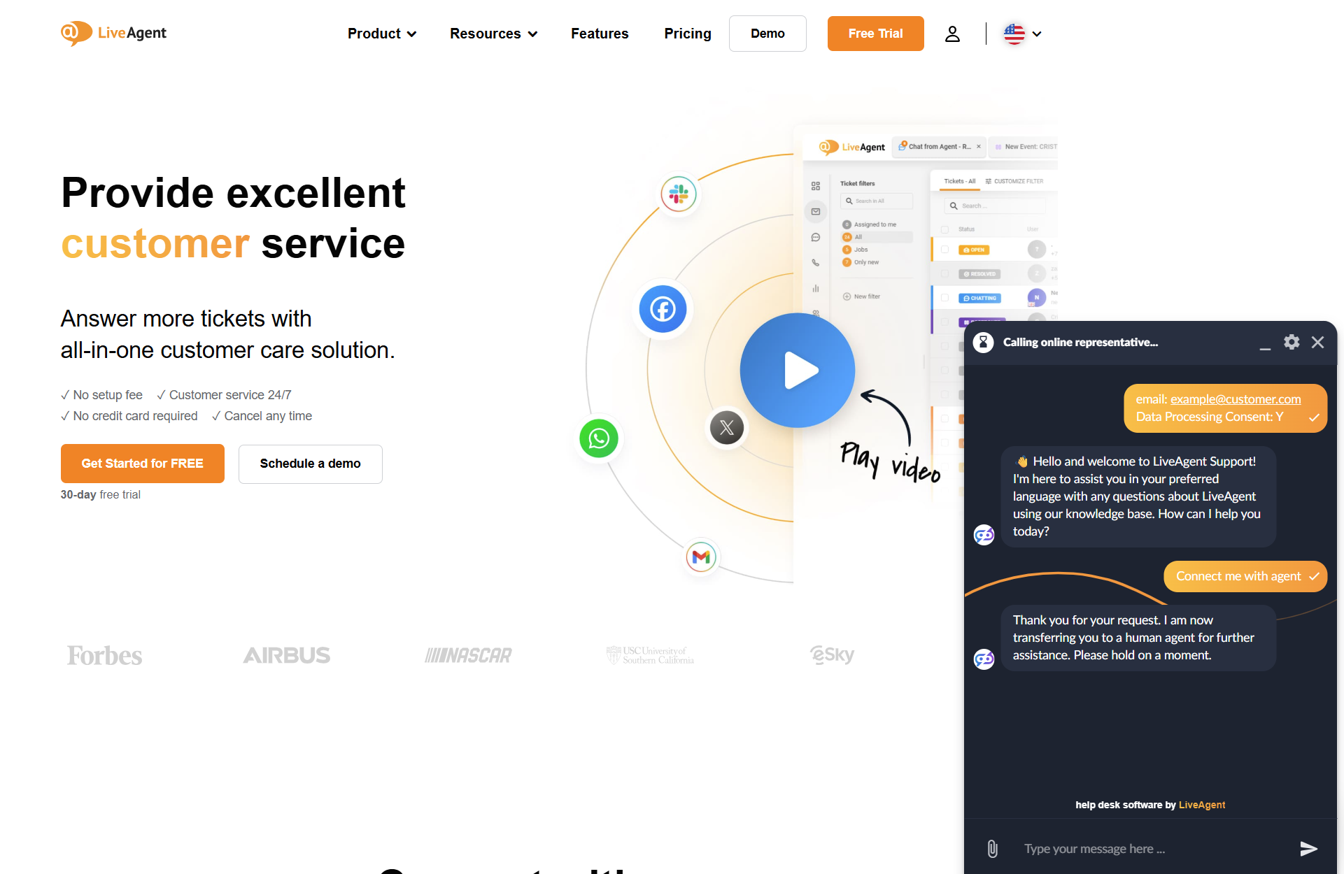 LiveAgent AI Chatboti vestlus botiga LiveAgent veebilehel