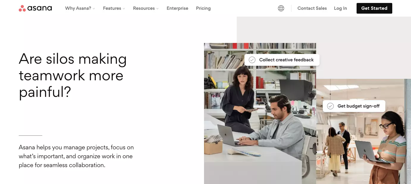 Asana koduleht - parandage efektiivsust teie organisatsioonis, parandades meeskonna koostööd, korraldades tööd ja säilitades läbipaistvust.