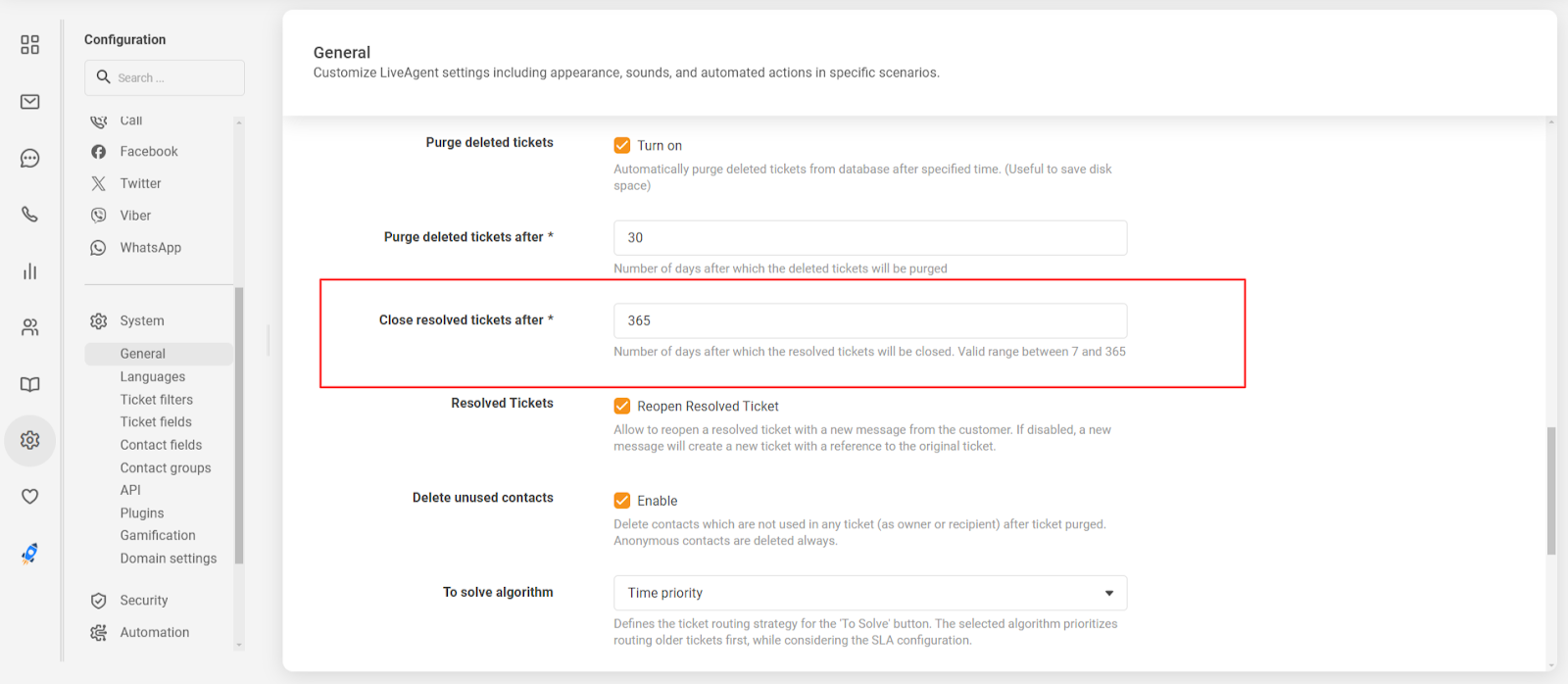 Lahendatud piletite automaatse sulgemise funktsioon