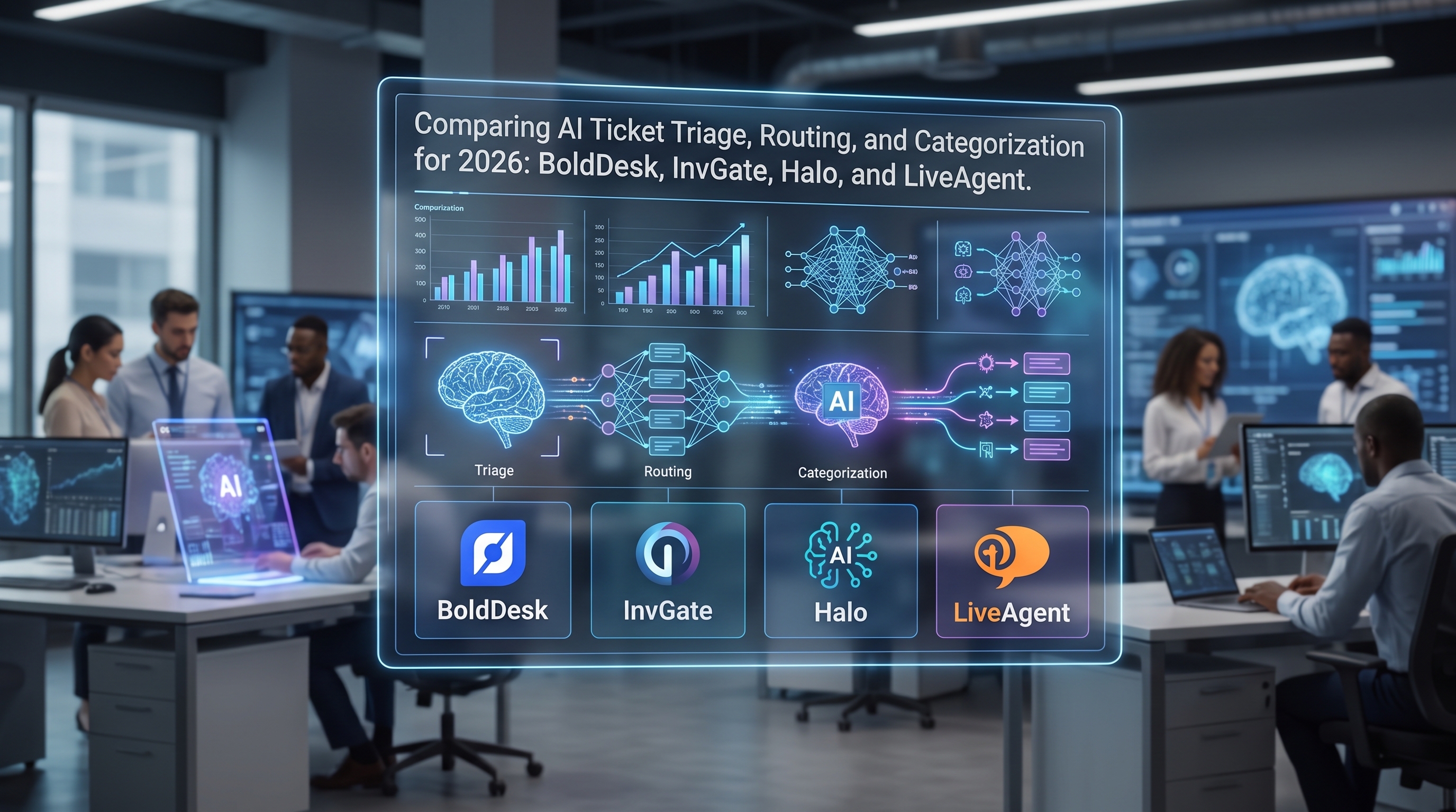 BoldDesk vs InvGate vs Halo vs LiveAgent: AI piletite triage võrdlus 2026. aastal