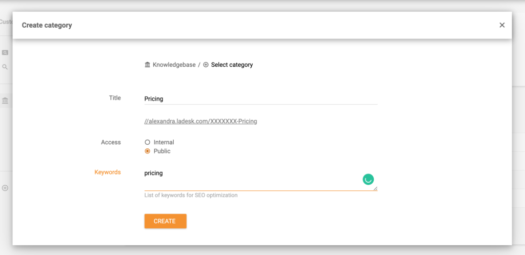Teadmistebaasi kategooria loomine LiveAgent'is