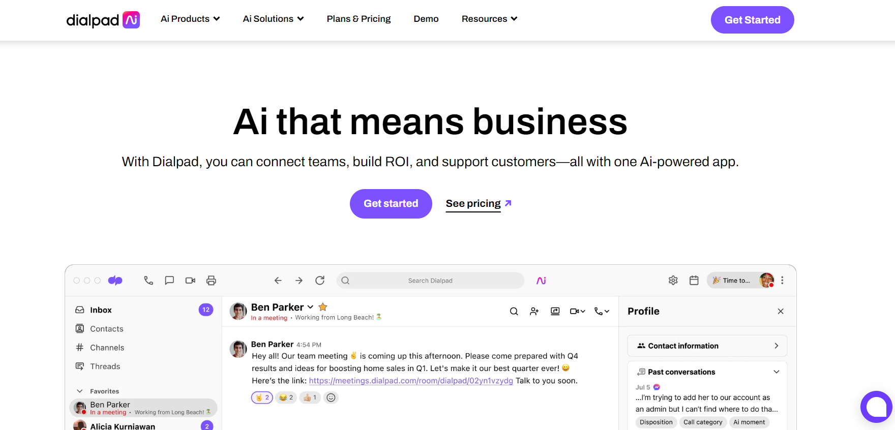 Dialpad kõnekeskuse tarkvara avaleht