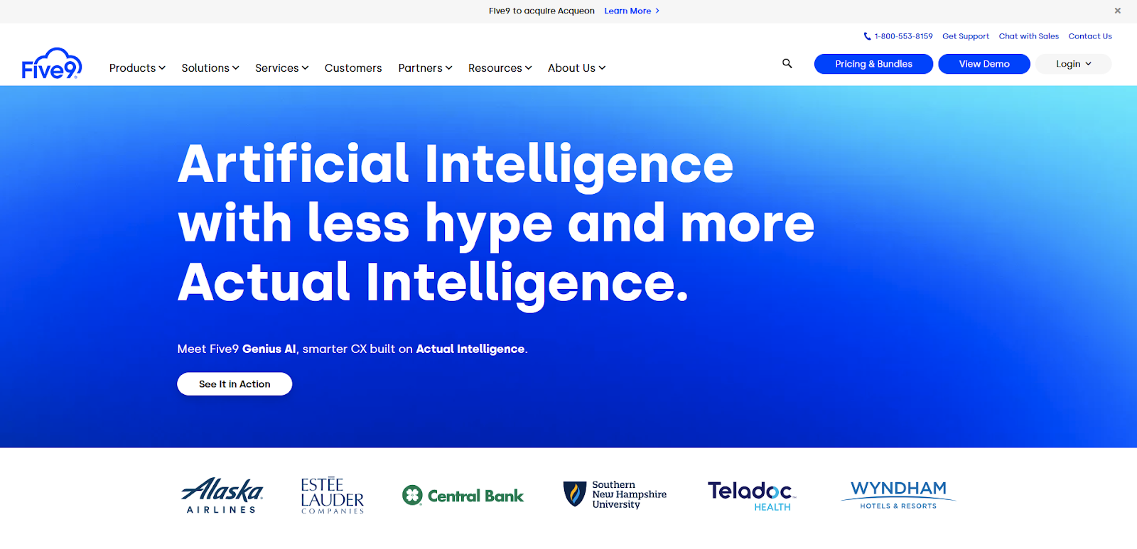 Five9 kõnekeskuse tarkvara avaleht