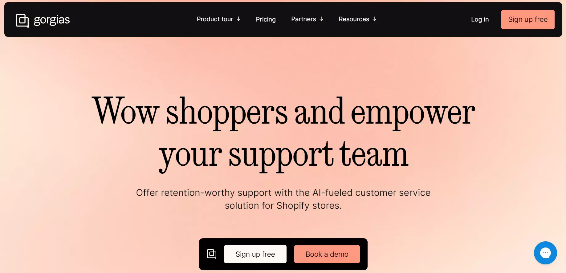 Gorgias avalehe ekraanipilt - klienditeeninduse lahendus, mida toetab AI.