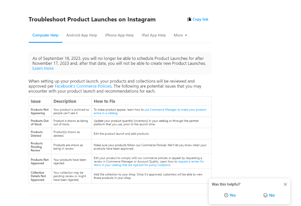 Instagrami tõrkeotsing