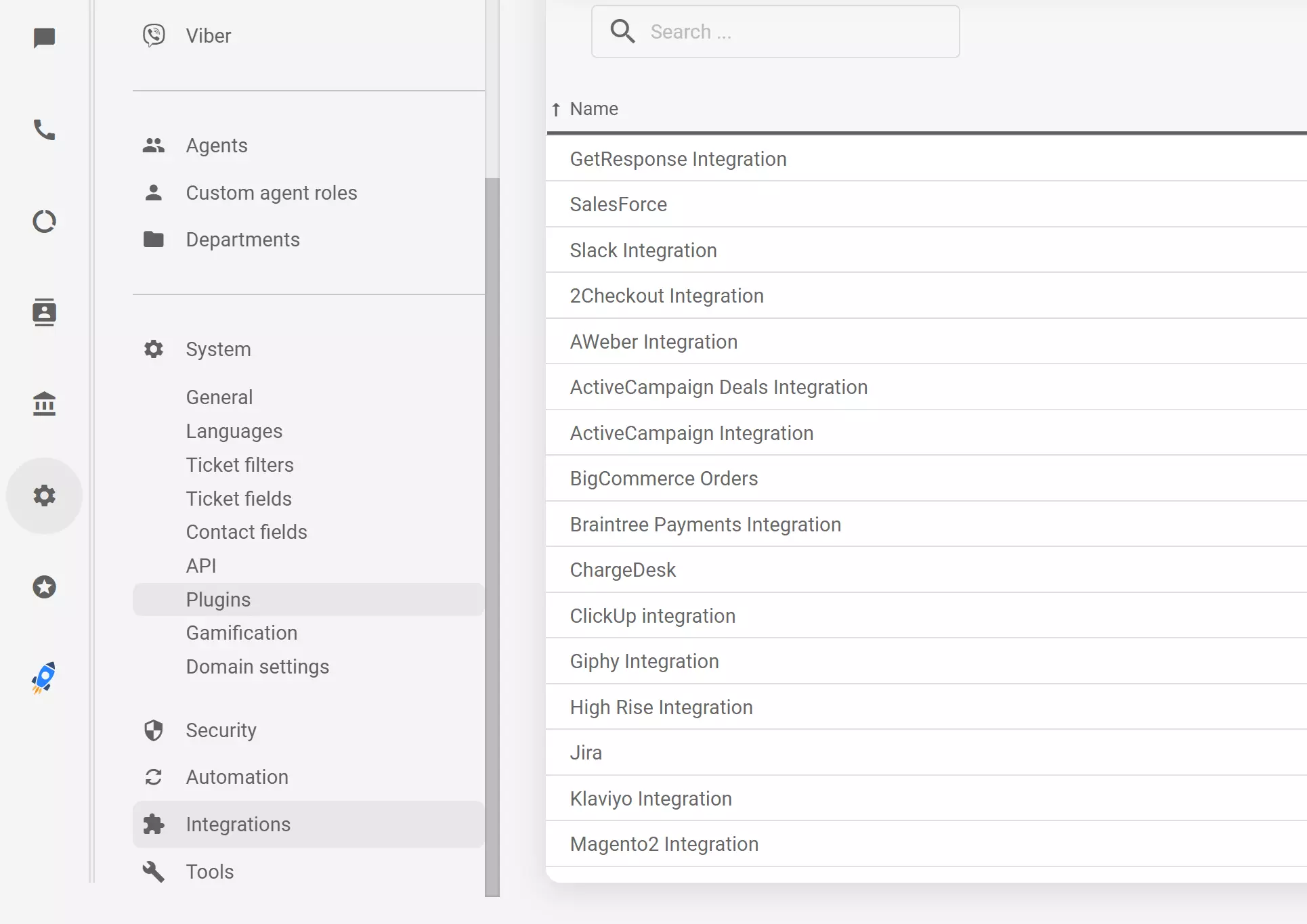 Integratsioonide seadete parandus