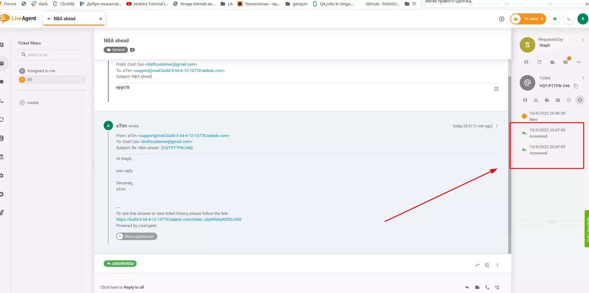 LiveAgent - Duplikaatkirje piletite oleku ajaloovahekaardis viga parandatud