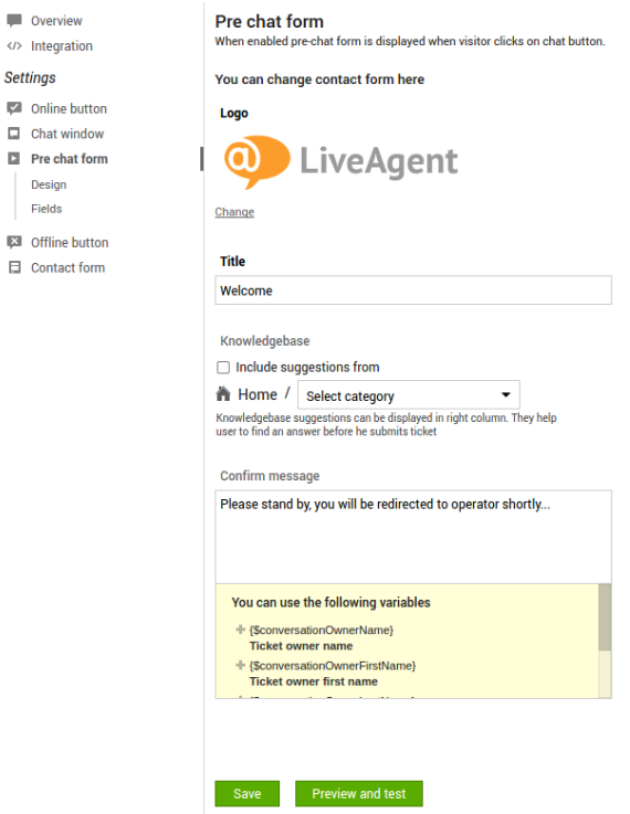 Pilt, mis näitab eelse vestluse ülevaate LiveAgent live chat tarkvara jaoks.