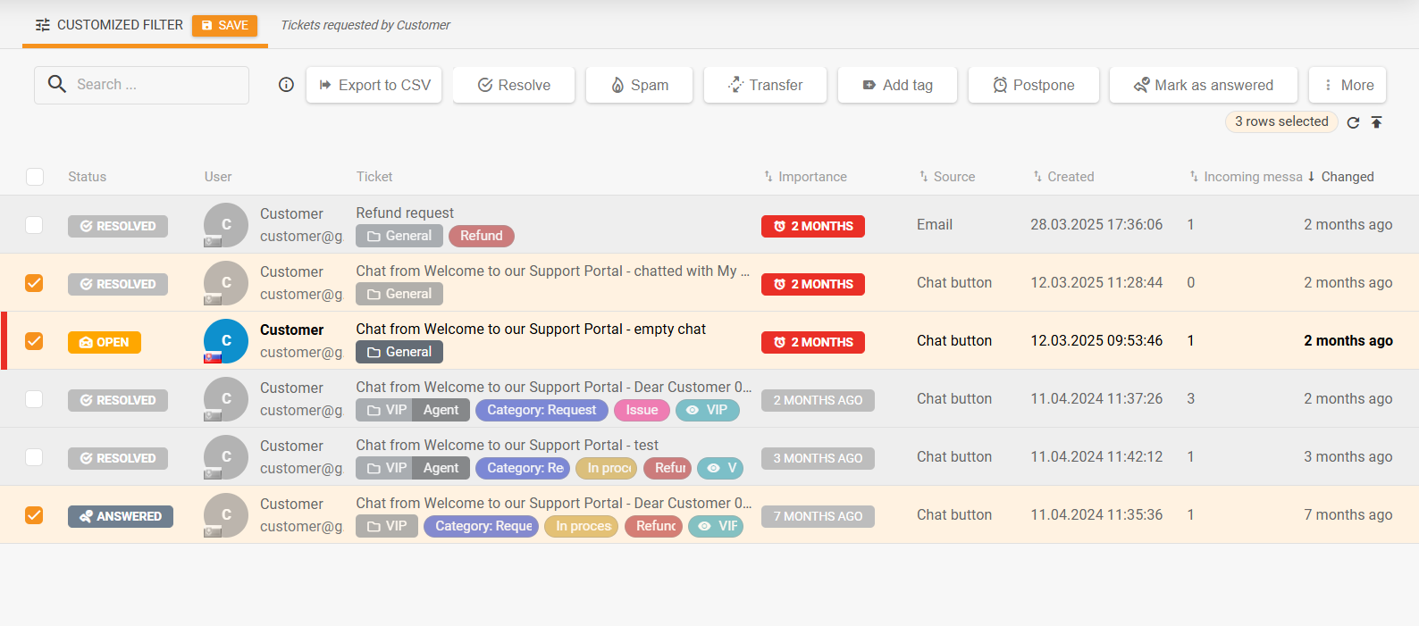 Ümber töötatud massitoiming paneel piletite loendis ja integreerinud kõige sagedamini kasutatavad piletitoimingud