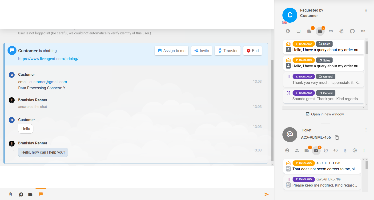 Täiustatud piletisisu ja seotud jaotised LiveAgentis