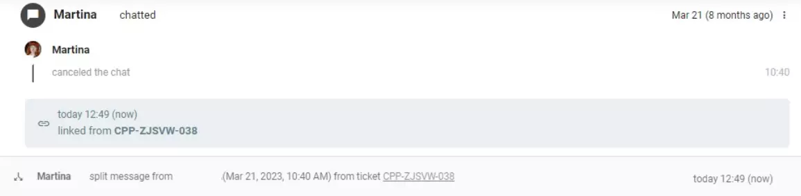Kliendi suhtluse jagamine kaheks eraldi piletiks LiveAgentis