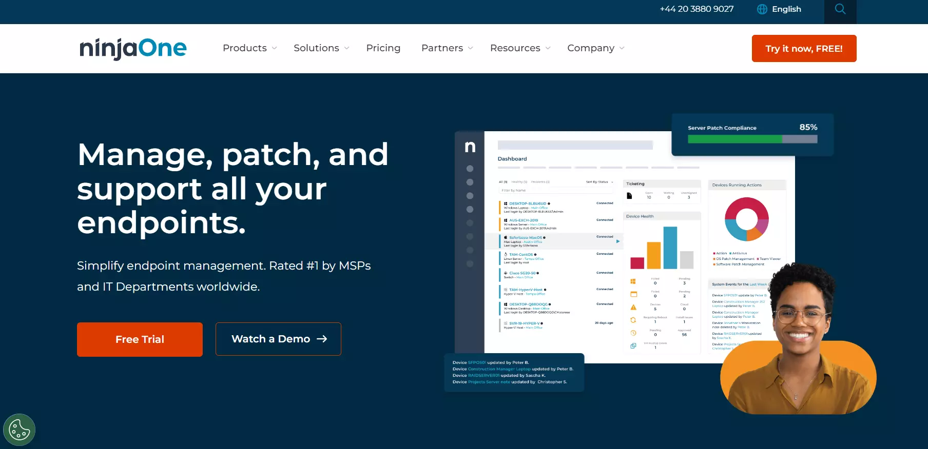 NinjaOne koduleht - täielik IT halduse platvorm