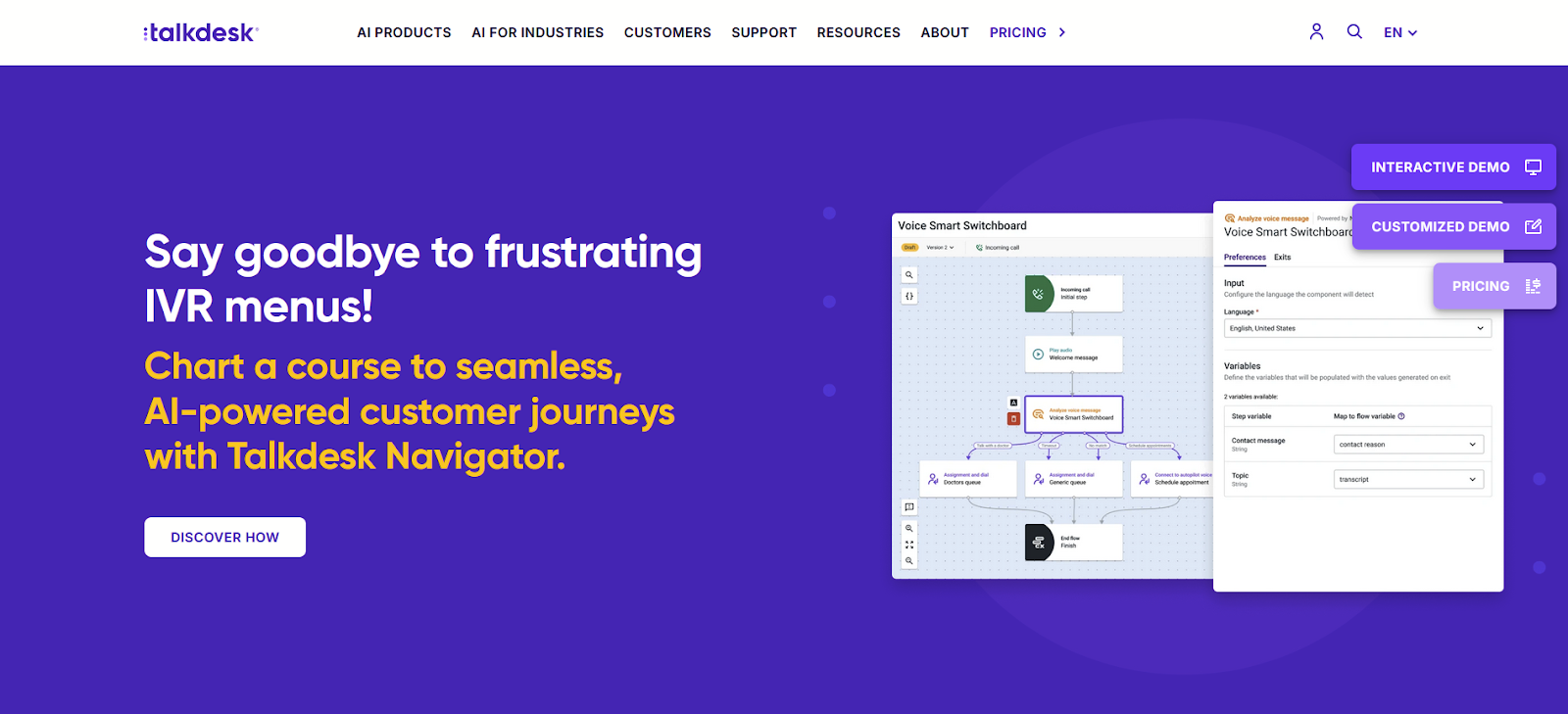 Talkdesk kõnekeskuse tarkvara avaleht