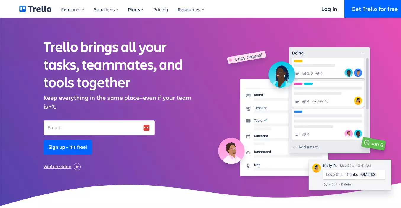 Trello koduleht - hoidke oma tööd organiseerituks ja jälgige üksikuid ülesandeid ühest platvormist.