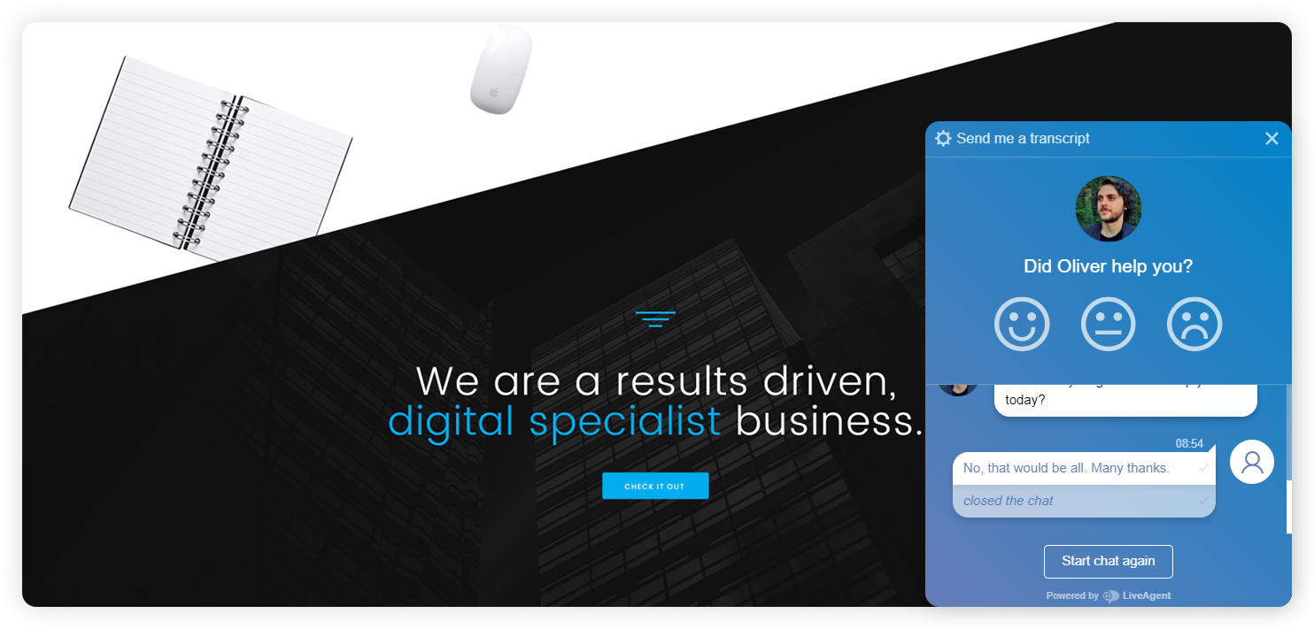 Näide ettevõtte agendi hindamise aknast