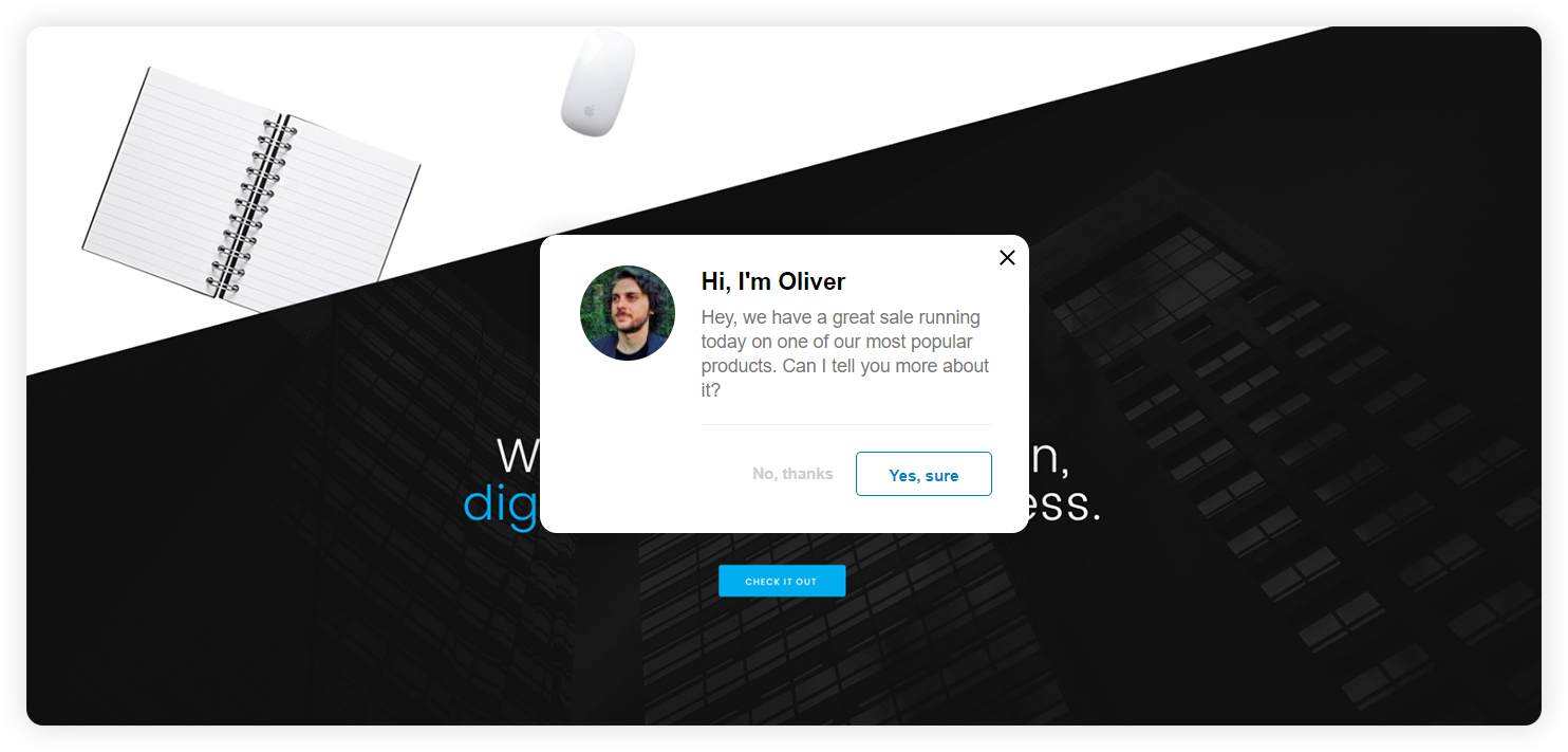 Näide ettevõtte proaktiivsest vestluskutsest